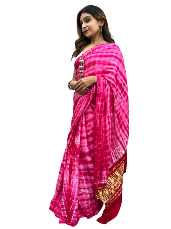 Prijam_Modal_Silk_Sibori_Print_Indian_Saree_Lagadi_Patta_Designed_Pallu_Silk_Saree_With_Unstiched_Blouse_for_Women's