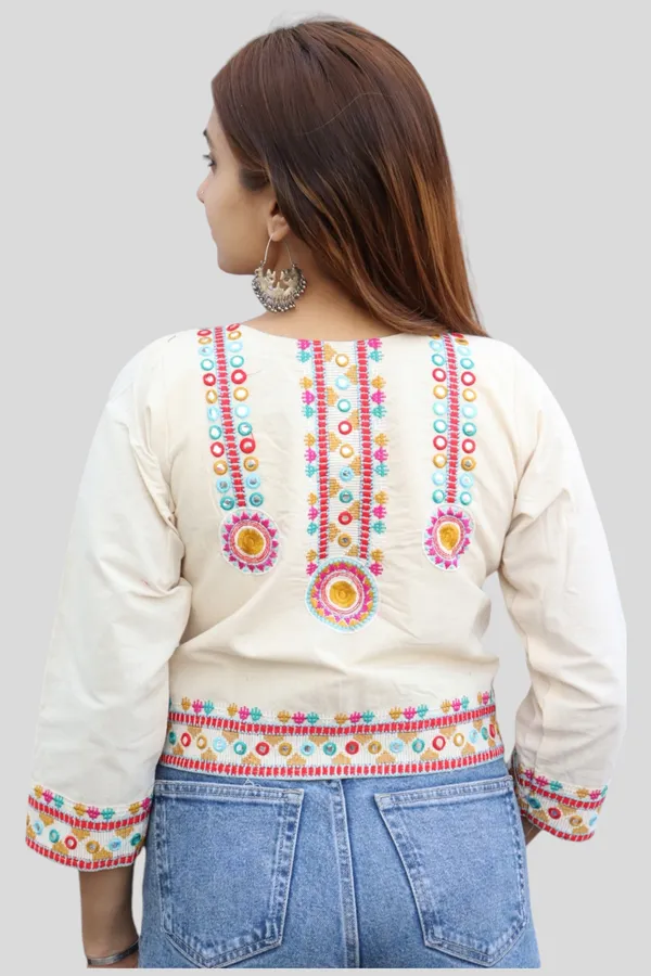 White_Premium_Embroiderd_Ethnic_Shrug_Or_Jacket_|_Embroidered_Cotton_Koti/_Jacket/_Waist_Coat