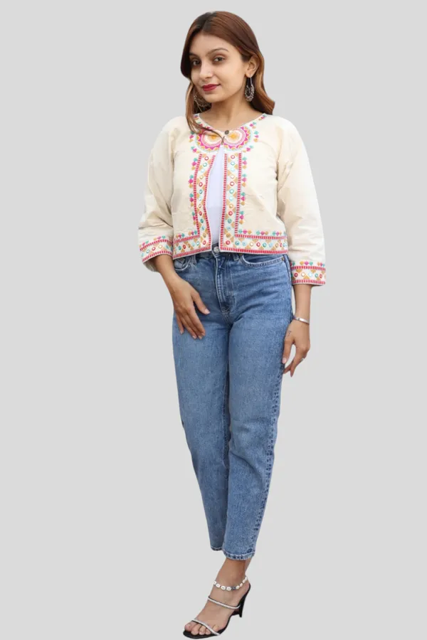 White_Premium_Embroiderd_Ethnic_Shrug_Or_Jacket_|_Embroidered_Cotton_Koti/_Jacket/_Waist_Coat