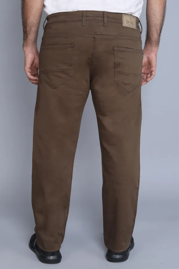Plus_Size_Brown_Knitted_Satin_Jeans_Stretchable_Comfortable_Cotton_Regular_Fit_Jeans_For_Men