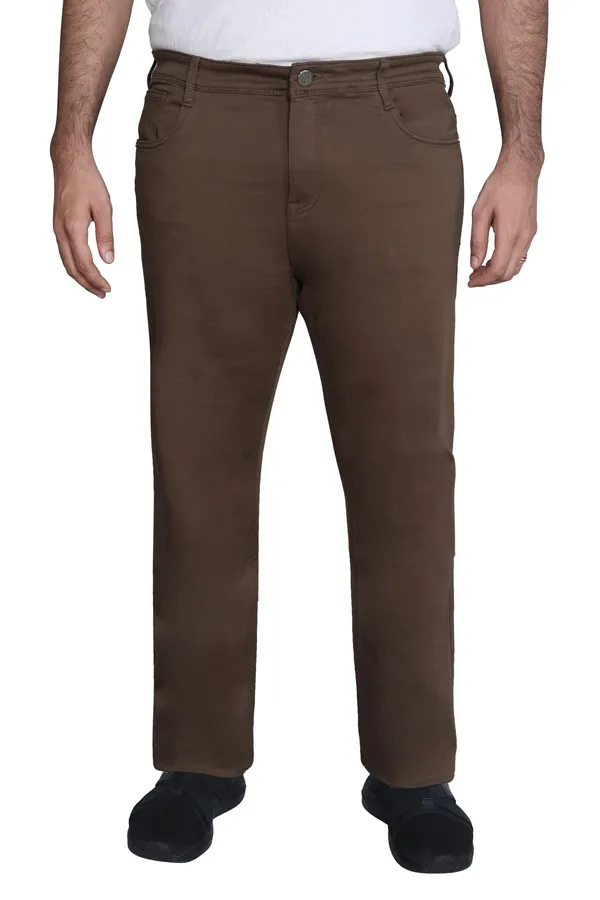Plus_Size_Brown_Knitted_Satin_Jeans_Stretchable_Comfortable_Cotton_Regular_Fit_Jeans_For_Men