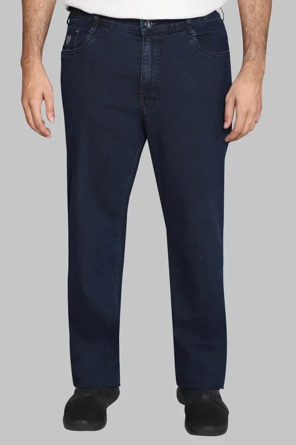 Talish_Blue_Plus_Size_Straight_Fit_Stretchable_Knitted_Jeans_Pant_5_Pocket_Solid_Design_For_Men