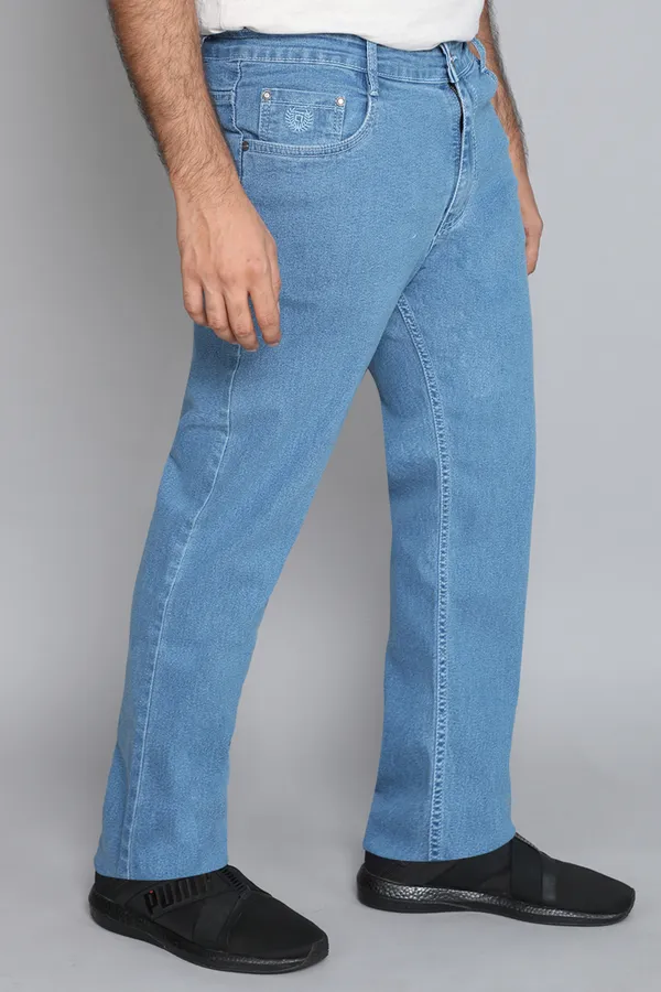 Plus_Size_Light_Blue__Straight_Fit_Stretchable_Knitted_Jeans_Pant_5_Pocket_Solid_Design_For_Men