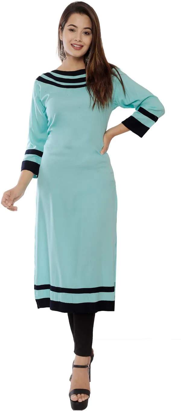 Light_Blue_Viscose_Rayon_Straight_Kurta_For_Women