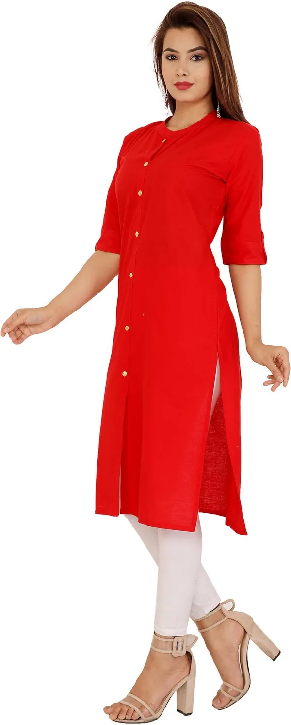 Red_Viscose_Rayon_Frontslit_Kurta_For_Women