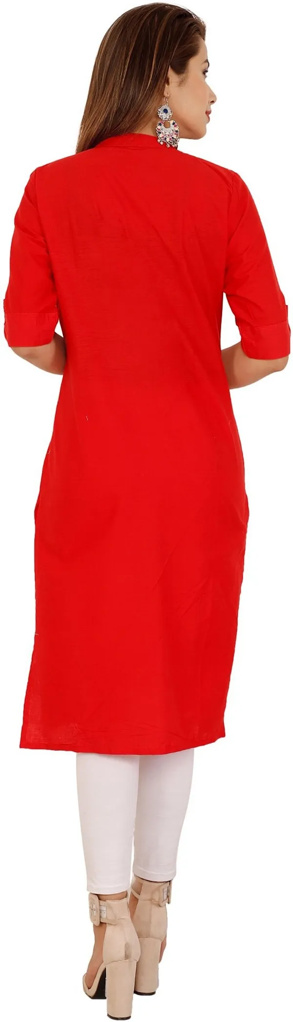 Red_Viscose_Rayon_Frontslit_Kurta_For_Women
