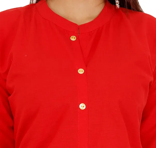 Red_Viscose_Rayon_Frontslit_Kurta_For_Women