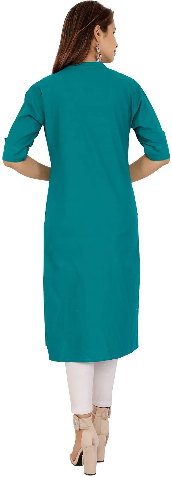 Light_Blue_Viscose_Rayon_Frontslit_Kurta_For_Women