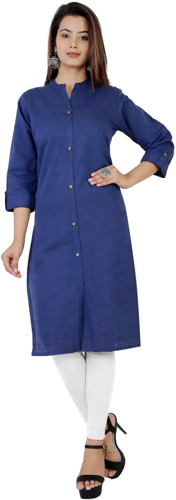 Blue_Viscose_Rayon_Frontslit_Kurta_For_Women