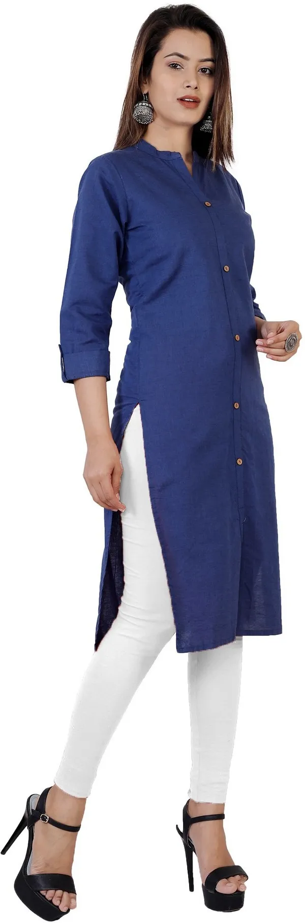 Blue_Viscose_Rayon_Frontslit_Kurta_For_Women