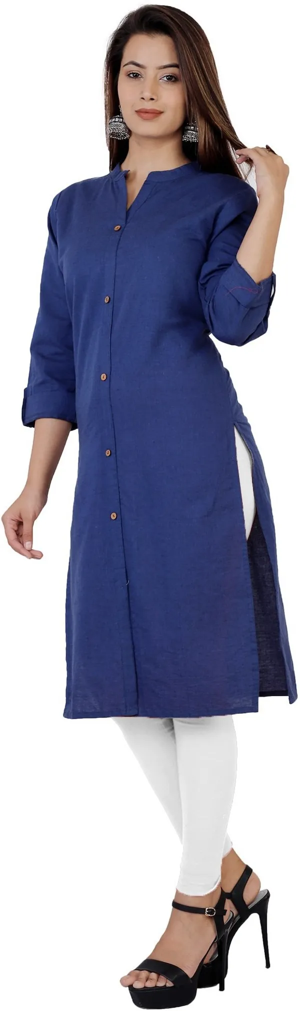 Blue_Viscose_Rayon_Frontslit_Kurta_For_Women