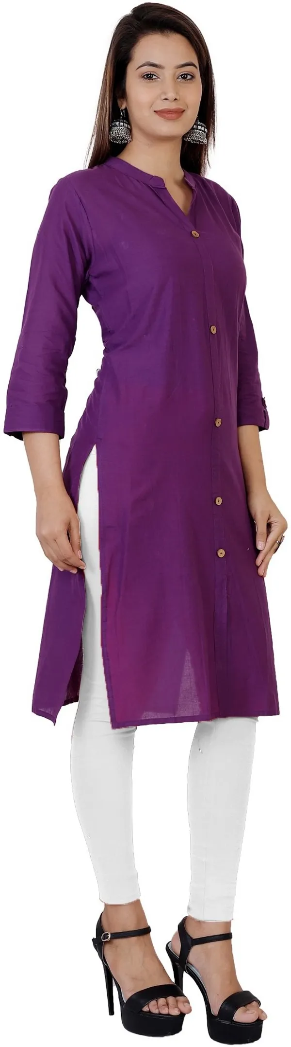 Purple_Viscose_Rayon_Frontslit_Kurta_For_Women
