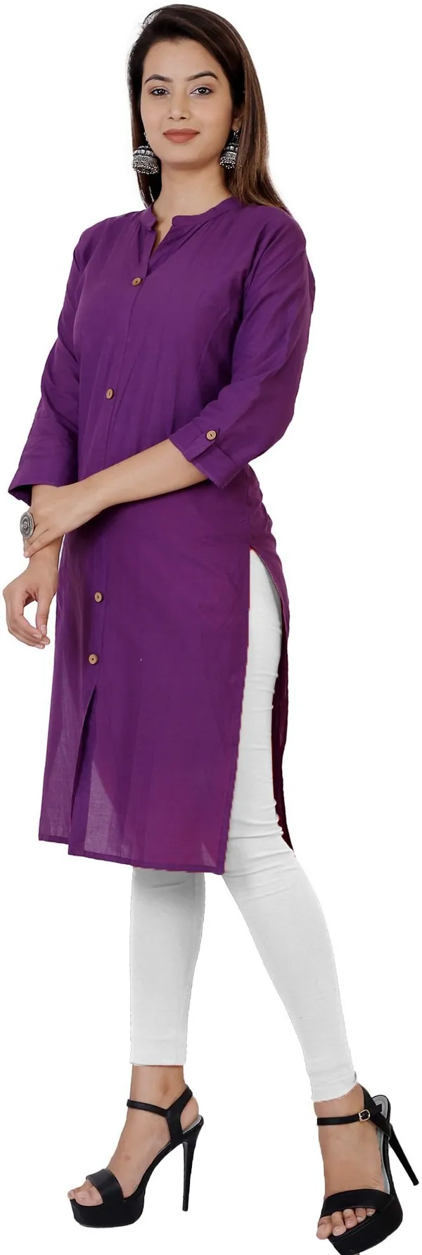 Purple_Viscose_Rayon_Frontslit_Kurta_For_Women