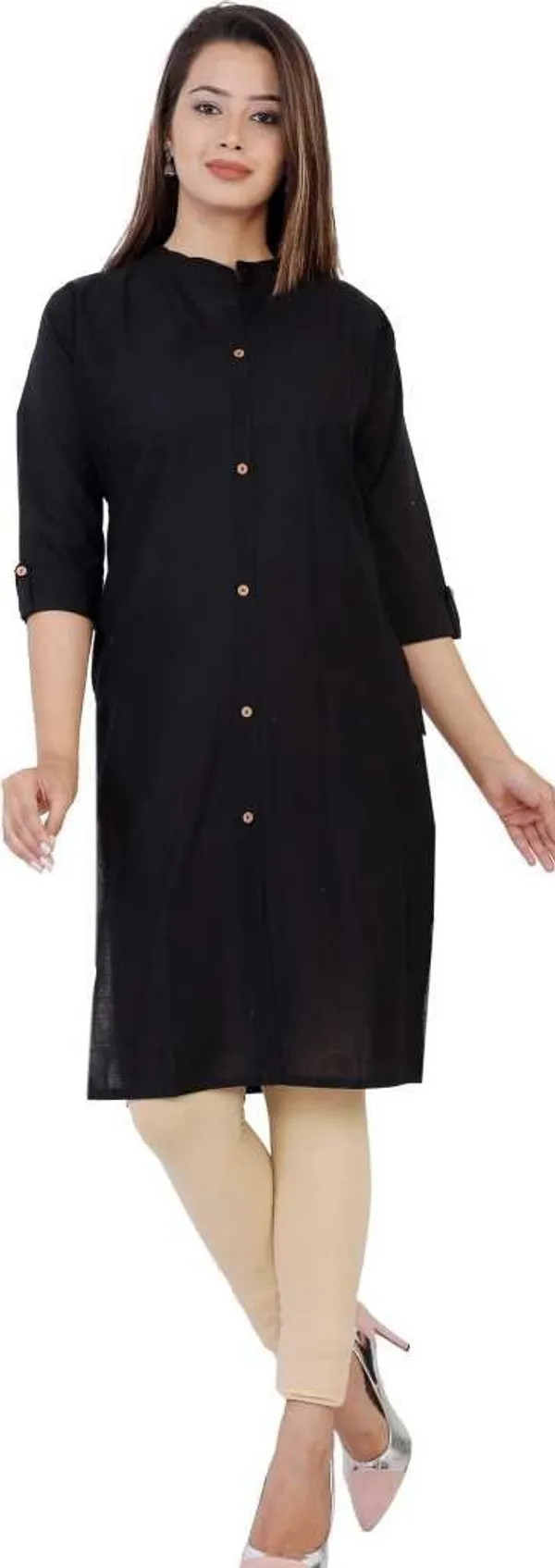 Black_Viscose_Rayon_Frontslit_Kurta_For_Women