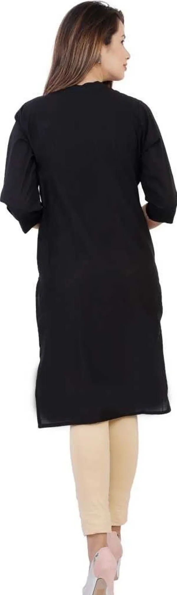 Black_Viscose_Rayon_Frontslit_Kurta_For_Women