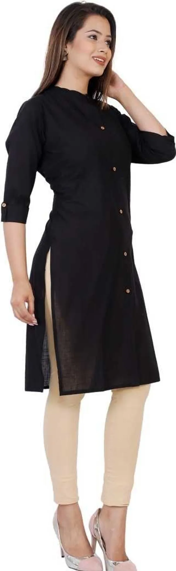 Black_Viscose_Rayon_Frontslit_Kurta_For_Women