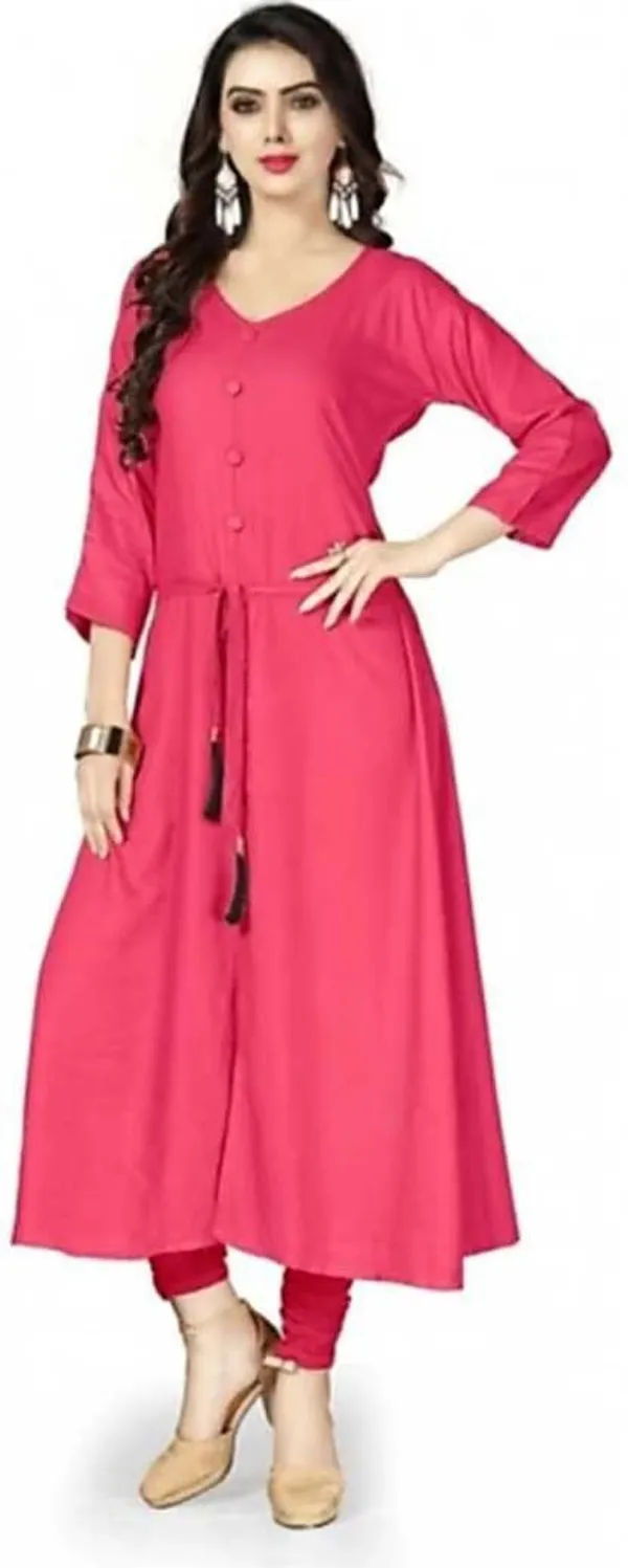 Pink_Viscose_Rayon_Flared_Kurta_For_Women
