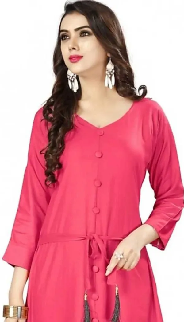 Pink_Viscose_Rayon_Flared_Kurta_For_Women