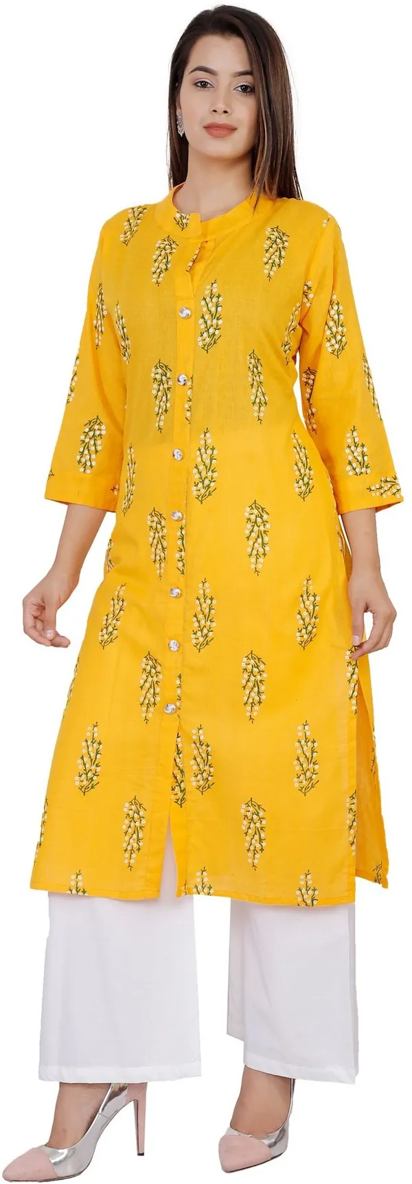 Gold_Pure_Cotton_Printed_Kurta_&_Palazzo_For_Women