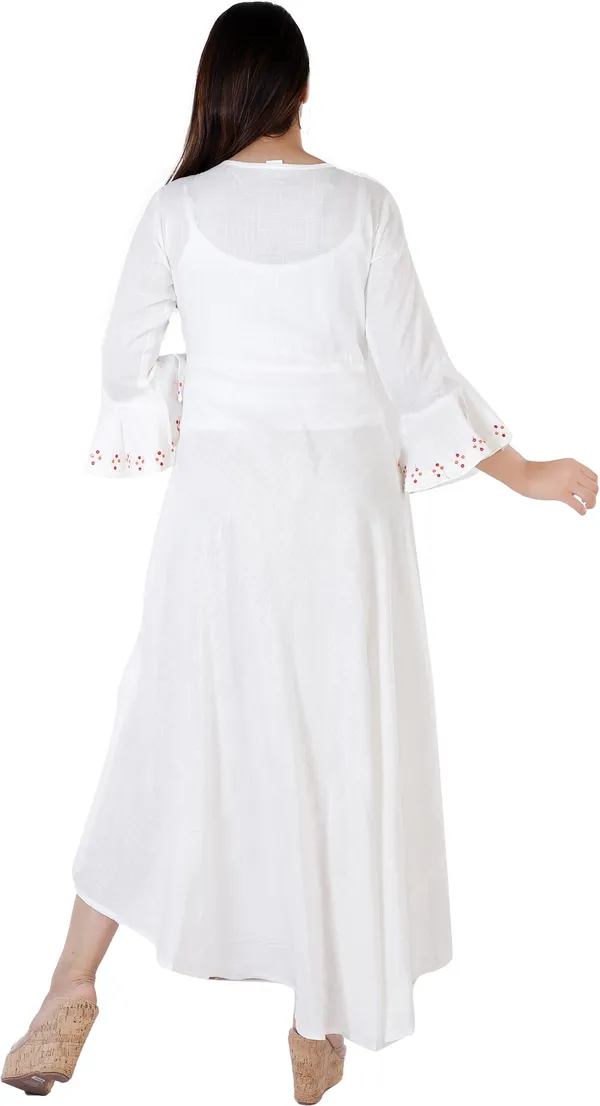 White_Viscose_Rayon_Flared_Kurta_For_Women