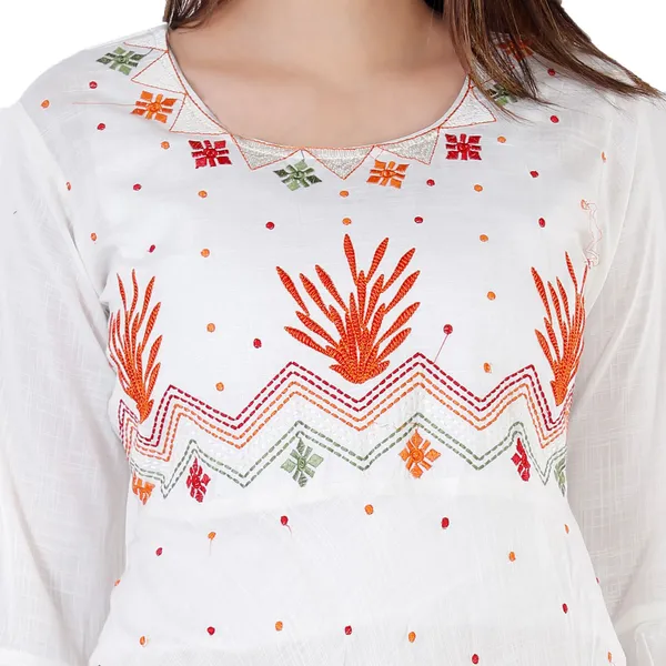 White_Viscose_Rayon_Flared_Kurta_For_Women