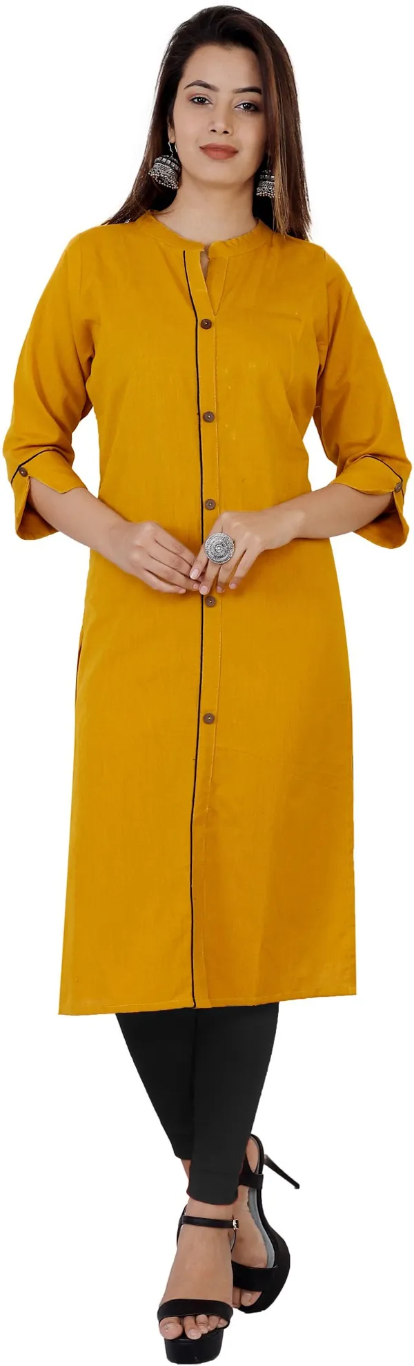 Yellow_Cotton_Blend_Straight_Kurta_For_Women