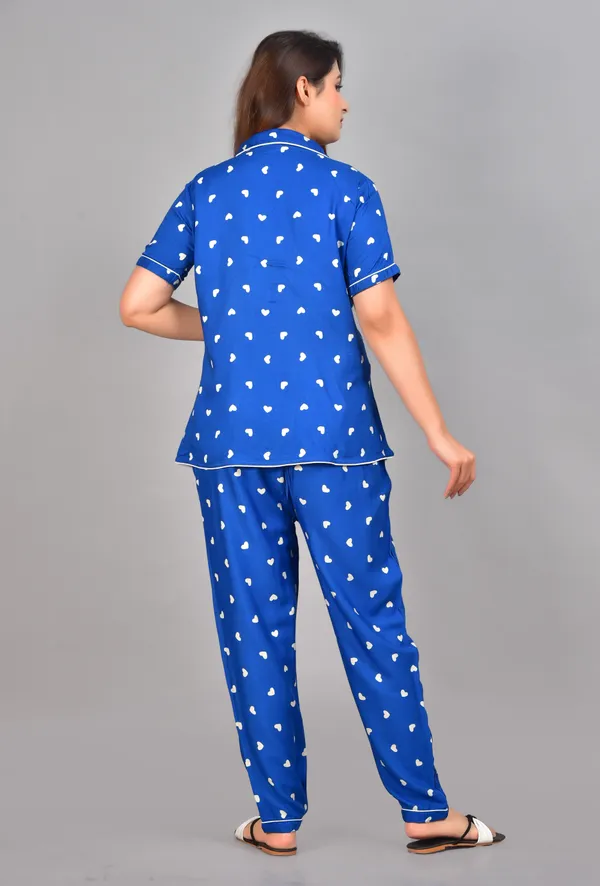 Blue_Cotton_Printed_Shirt_&_Pyjama_Set_For_Women