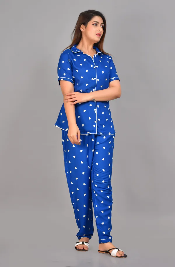 Blue_Cotton_Printed_Shirt_&_Pyjama_Set_For_Women
