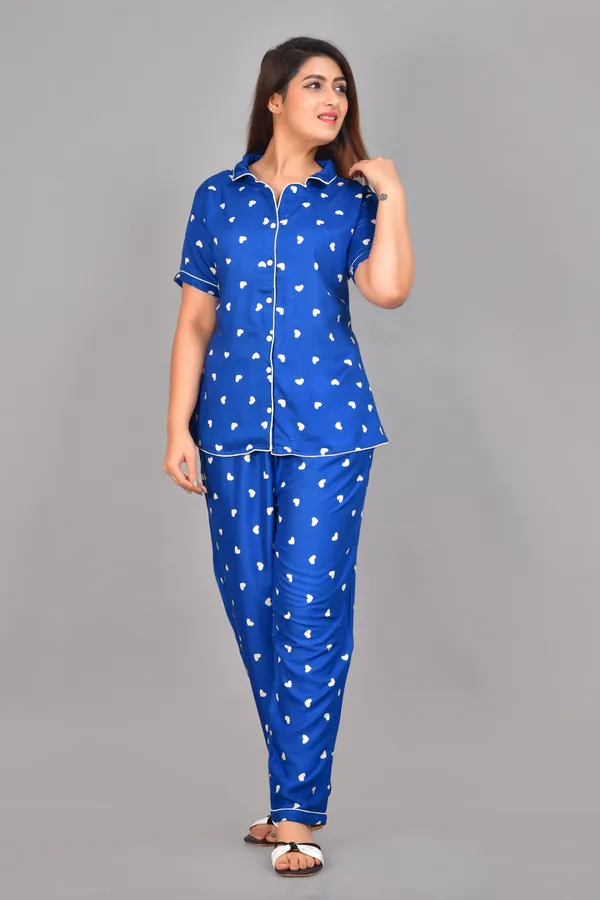 Blue_Cotton_Printed_Shirt_&_Pyjama_Set_For_Women