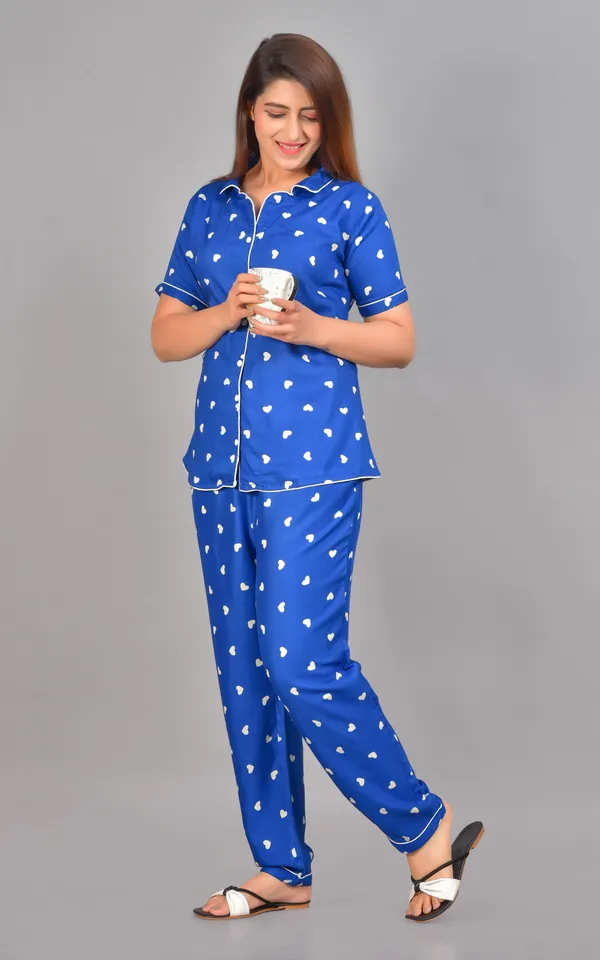 Blue_Cotton_Printed_Shirt_&_Pyjama_Set_For_Women