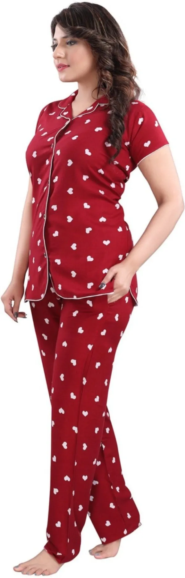 Maroon_Rayon_Printed_Shirt_&_Pyjama_Set_For_Women