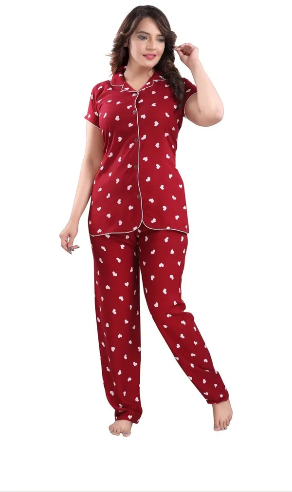Maroon_Rayon_Printed_Shirt_&_Pyjama_Set_For_Women