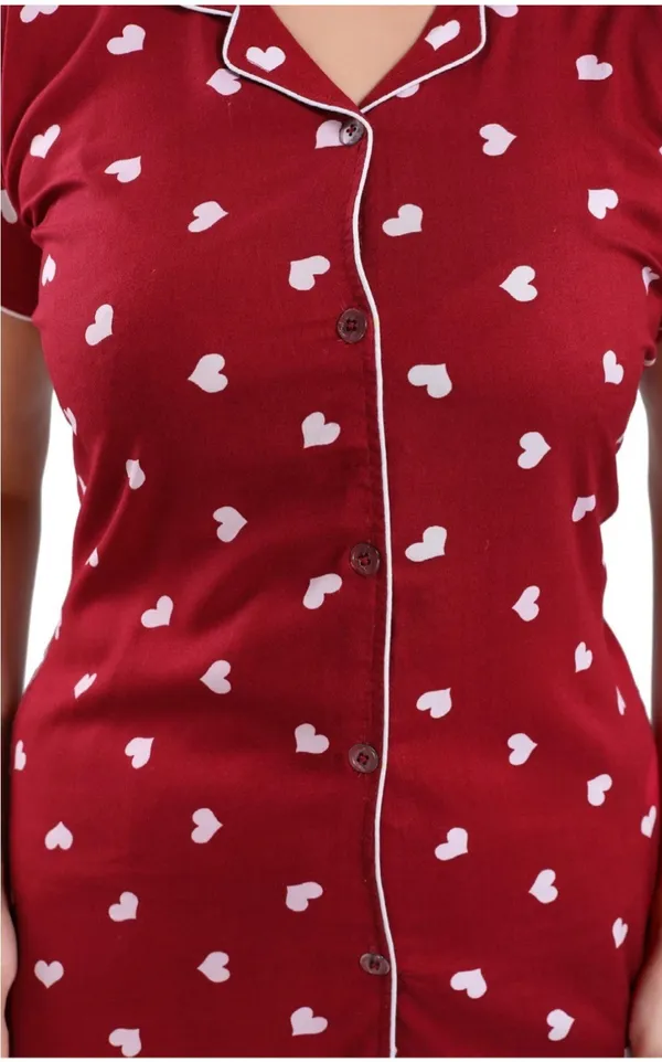 Maroon_Rayon_Printed_Shirt_&_Pyjama_Set_For_Women