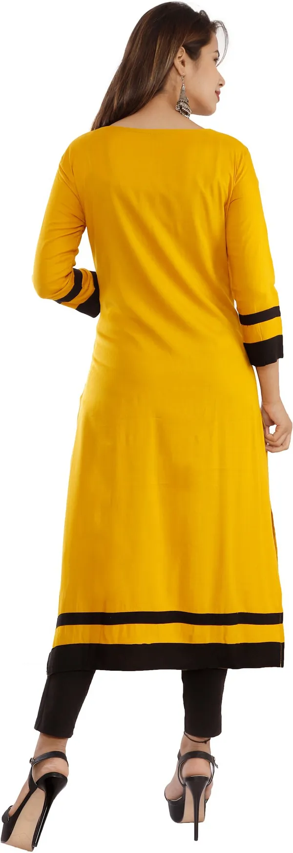 Yellow_Viscose_Rayon_A-Line_Kurta_For_Women