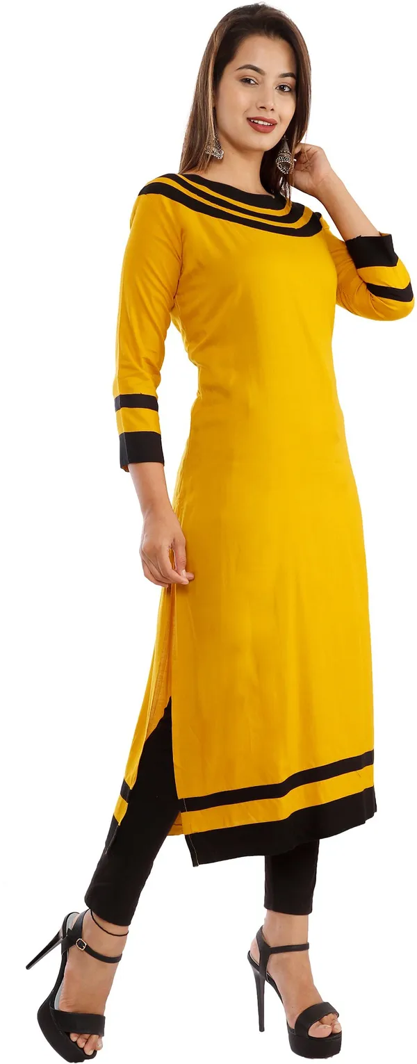 Yellow_Viscose_Rayon_A-Line_Kurta_For_Women