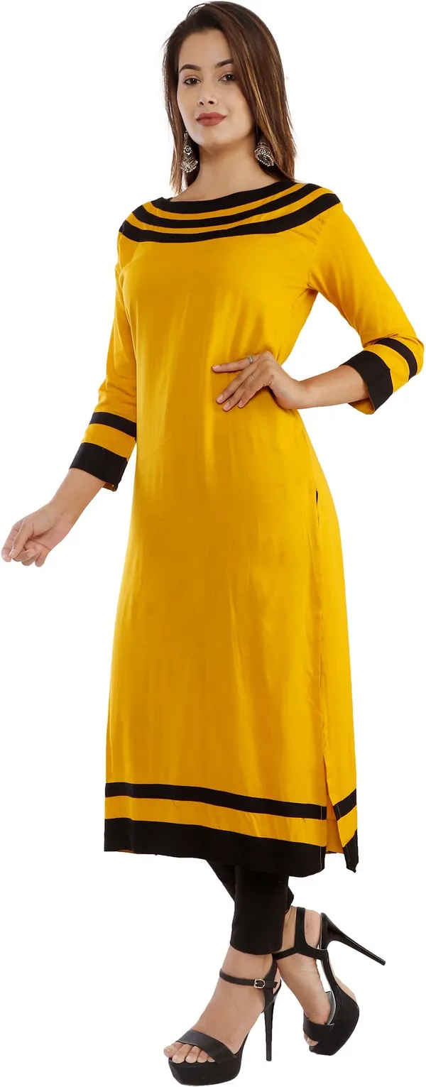 Yellow_Viscose_Rayon_A-Line_Kurta_For_Women