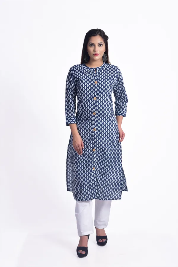 Blue_Pure_Cotton_Frontslit_Kurta_For_Women