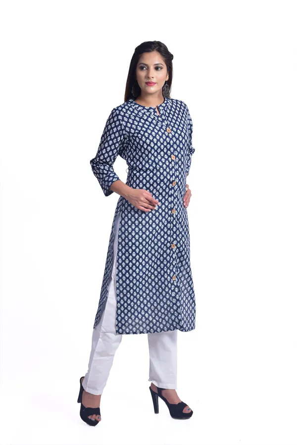 Blue_Pure_Cotton_Frontslit_Kurta_For_Women