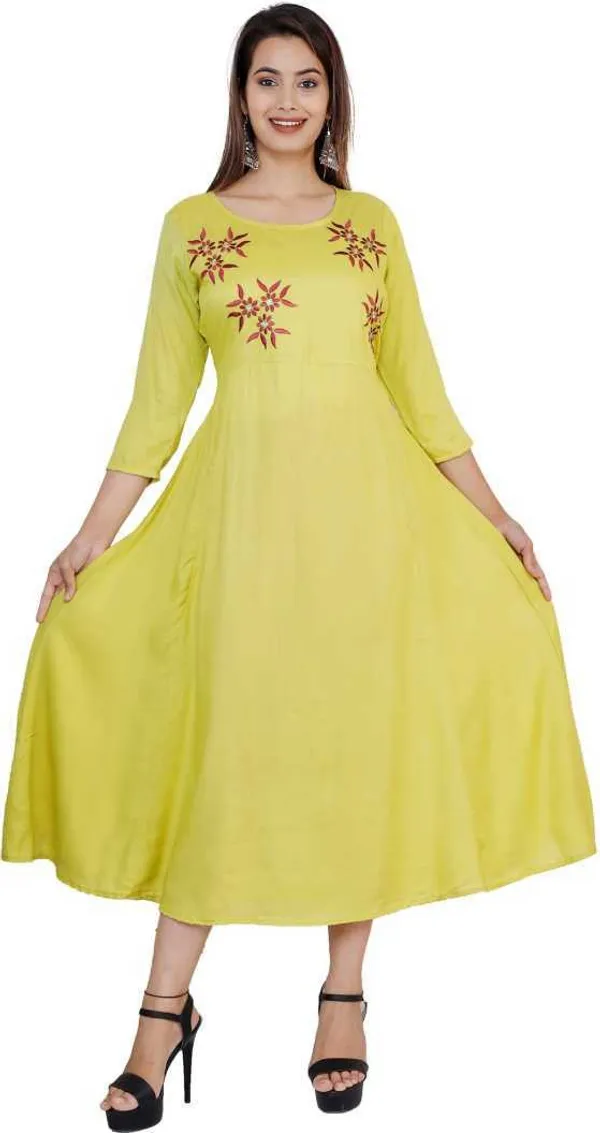 Yellow_Viscose_Rayon_Flared_Kurta_For_Women
