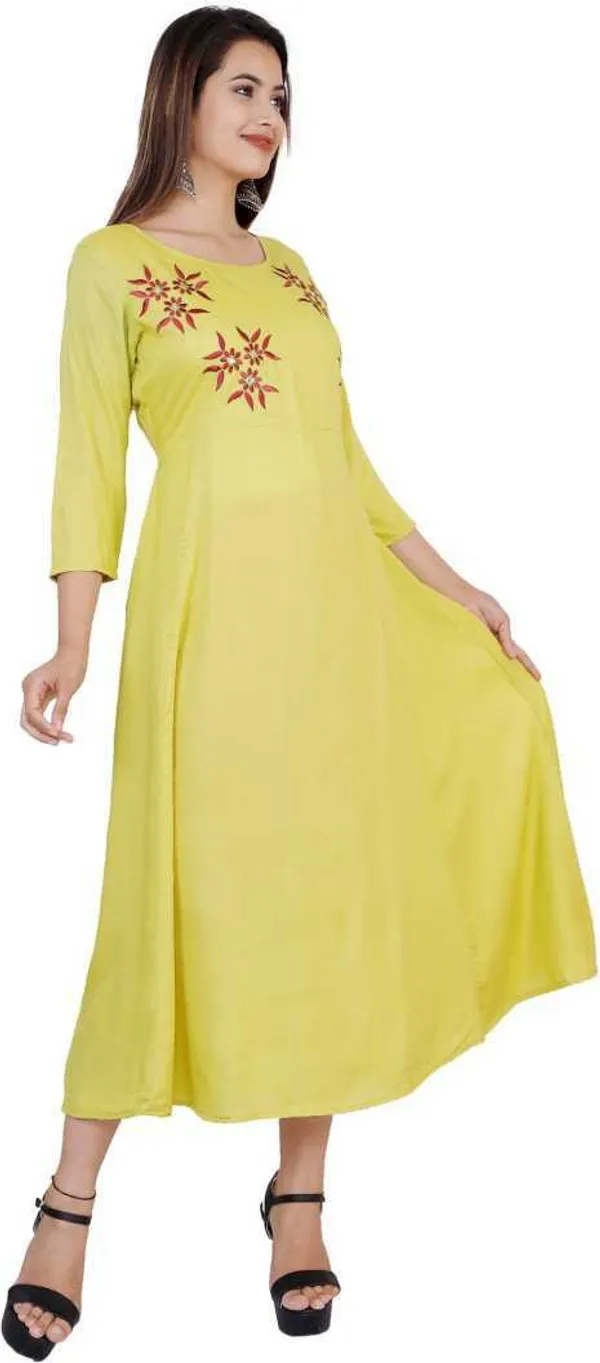 Yellow_Viscose_Rayon_Flared_Kurta_For_Women