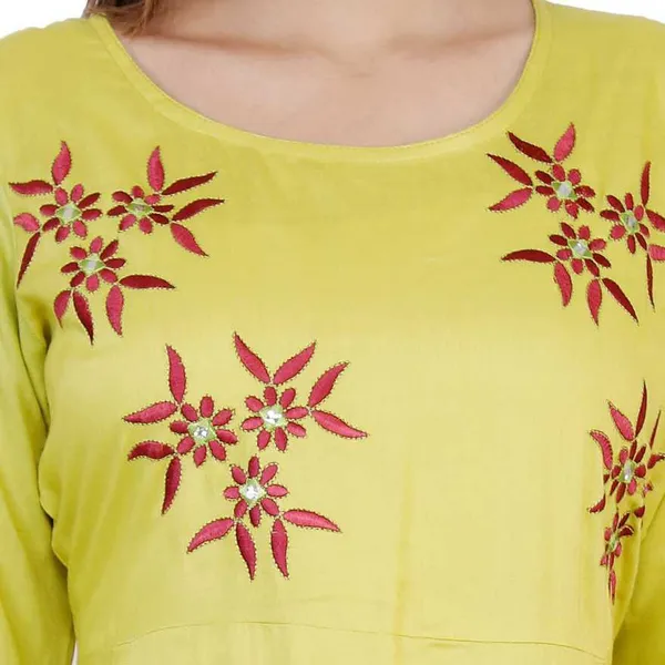 Yellow_Viscose_Rayon_Flared_Kurta_For_Women