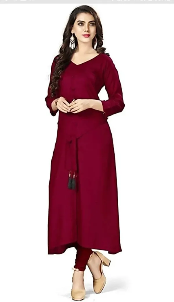 Maroon_Viscose_Rayon_Flared_Kurta_For_Women