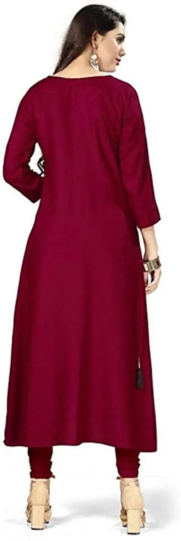 Maroon_Viscose_Rayon_Flared_Kurta_For_Women