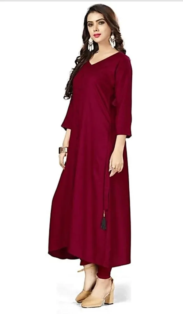 Maroon_Viscose_Rayon_Flared_Kurta_For_Women