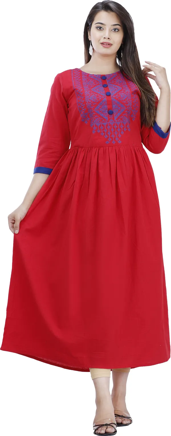 Red_Cotton_Blend_Anarkali_Kurta_For_Women