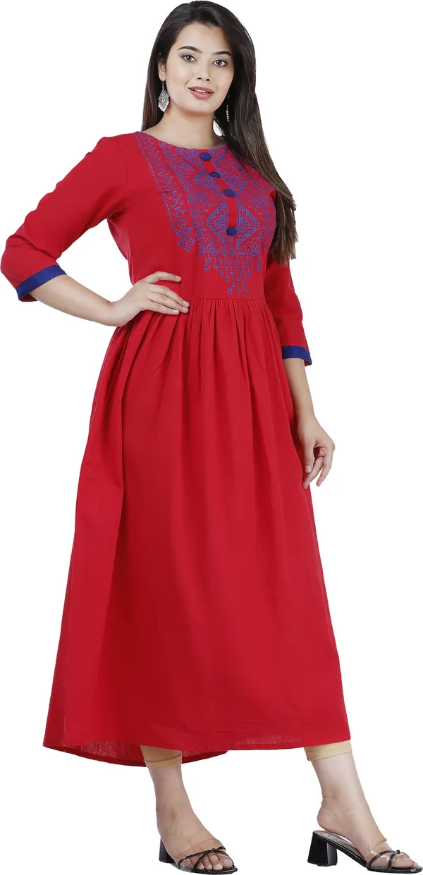 Red_Cotton_Blend_Anarkali_Kurta_For_Women