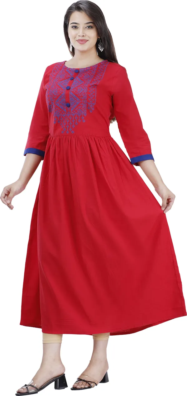 Red_Cotton_Blend_Anarkali_Kurta_For_Women