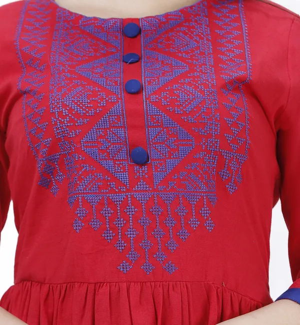 Red_Cotton_Blend_Anarkali_Kurta_For_Women