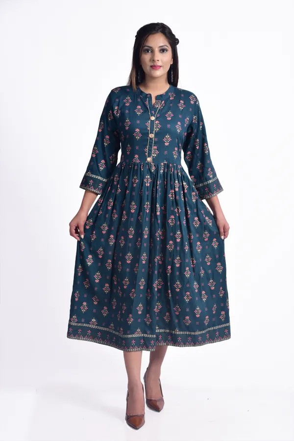 Blue_Viscose_Rayon_Flared_Kurta_For_Women