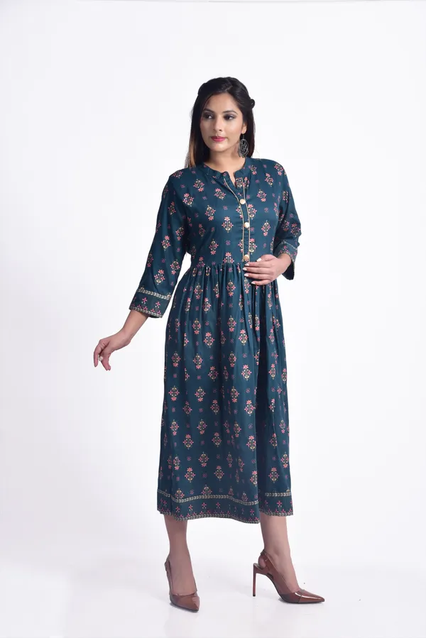 Blue_Viscose_Rayon_Flared_Kurta_For_Women
